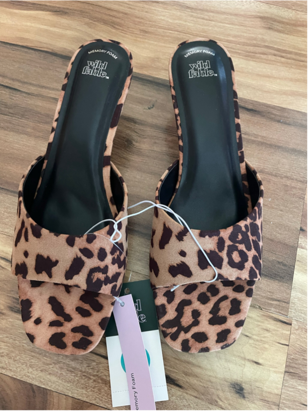 Women's Wild Fable Leopard Print Kitten Heel Sandals Size 8 Brown Black - Picture 3 of 12